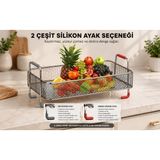 Orsam Tıp Paslanmaz Çelik Ayaklı Büyük Suzgeç / Sunum Sepeti Mutfak Için Modern Tel Sepet 41X14X17