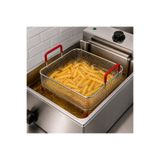 ORSAMTIP (SADECE SEPET) Paslanmaz Çelik Çok Amaçlı Sepeti 25x25 cm – Silikon Ayaklı ve Kulplu Süzgeç Sepet | Airfryer, Kızartma ve Sebze Yıkama Sepeti