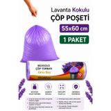 Orta Boy 55X60 Lavanta Kokulu Büzgülü Çöp Poşeti 10 Adet(1 PAKET) Çöp Torbası 40 Litre
