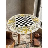 Orta Boy (60 Cm) Kurutulmuş Çiçek Desenli Epoksi Satranç Masa Sehpa