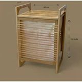 Orta Boy Ahşap Bambu Kirli Sepeti 40X35x60