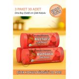 Orta Boy Çilek Kokulu Büzgülü 55X60 Cm Çöp Poşeti Torbası 3 Paket - 30 Adet