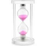 Orta Cam Kum Saati Cam Standlı= Çap: 6.8cm-Yükseklik: 12CM - Çok Renkli