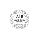 Orta Örgülü Çerçeveli Yuvarlak Mühür Kına Nişan Düğün 3X3 Cm Özel Etiket / 50 Adet Sticker