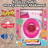 Orta Pilli Neşeli Çamaşır Makinesi - Pilli Oyuncak Çamaşır Makinesi - Çamaşır Makinesi Oyuncak - Işıklı Sesli Makine