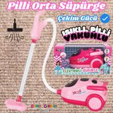 Orta Pilli Neşeli Süpürgem - Pilli Oyuncak Süpüge - Elektirikli Süpürge Oyuncak - Işıklı Sesli Süpür