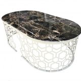 Orta Sehpa 13760 Geometrık Model Metal Siyah Osmanli Motif Beyaz Mdf Tabla