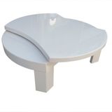 Orta Sehpa 17616 Döner İçbükey Oval İnovatif Model Kayın Retro Mdf Beyaz El Yapım