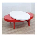 Orta Sehpa 17780 Döner Oval Kayın Retro Ayak Mdf Tabla Beyaz Kırmızı El Yapım