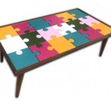 Orta Sehpa 17982 PUZZLE Bulmaca Kayın Retro Ayak cam Çocuk gelişimine Destek Ürün