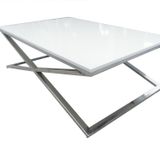 Orta Sehpa 18116 X Çapraz Model Metal Nikelaj Ayak Parlak Lake Tabla El Yapım