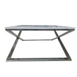 Orta Sehpa X 13658 Çapraz Model Metal Nikelaj Ayak Parlak Beyaz Tabla El Yapım