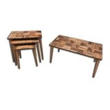 Orta sehpa-zigon 13789 ST KARELİ Tabla Kayın Retro Ayak Parlak Açık Ceviz Natüre