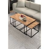 Orta Sehpa-Zigon Yan Sehpa Flora Set - Atlantik Çam