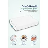 Orta Yüksek Boyun Destekli Ortopedik Visco Yastık 60X40X12-8CM - 60 x 40 x 12 cm - Beyaz