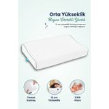Orta Yüksek Boyun Destekli Ortopedik Visco Yastık 60x40x12-8cm Beyaz