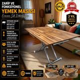 Ortadan Açılır Akıllı Masa Mdf Tabla Krom Kaplama Ayaklı - Gümüş - URARTU