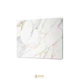 Ortakçı Design Gold Beyaz Detaylı Mermer Desenli | Temperli Cam Kesme Tahtası - Cam Kesme Tablası 25*35 cm