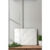 Ortakçı Design Gold Beyaz Detaylı Mermer Desenli Temperli Cam Kesme Tahtası - Cam Kesme Tablası 30*40 Cm