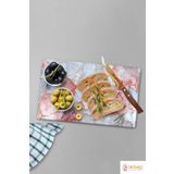Ortakçı Design Pembe Mermer Desenli | Temperli Cam Kesme Tahtası - Cam Kesme Tablası 20*30 cm
