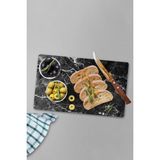 Ortakçı Design Siyah Mermer Desenli | Temperli Cam Kesme Tahtası - Cam Kesme Tablası 30*40 cm