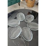 Ortaköy yöresel 6 lı Cam Pasta Kek Servis Tabağı Seti (20 CM uzunluk 14 CN eni,2.5 cm derinlik