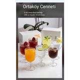 ORTAKÖYCENNETİ 6 ad ayaklı meşrubat kadeh bardağı 250 cc hacım 14 cm boyunda kalıteli ORIGAMI çızgılı
