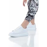 Ortopedik Bayan Düz Beyaz Kalın Taban Sneakers Spor Ayakkabı - Beyaz-610