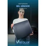 Ortopedik Bel Destek Yastığı - Visco Bel Destekli Minder Evde Ofiste Arabada Konfor Füme 35x34x12