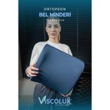 Ortopedik Bel Destek Yastığı - Visco Bel Destekli Minder Evde Ofiste Arabada Konfor Mavi 35x34x12