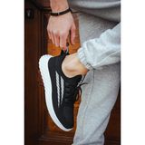 Ortopedik Esnek Rahat Örme Triko Bez Yazlık Bağsız Agua Model Unisex Günlük Sneaker Spor Ayakkabı - Siyah Beyaz
