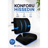Ortopedik Visco Bel & Kuyruk Sokumu Minderi Seti - Ergonomik Sandalye Araç Koltuk Yastığı Oturma Minderi