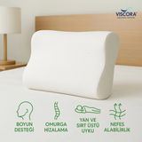 Ortopedik Visco Boyun ve Omurga Destek Yastığı – Yan ve Sırt Üstü Uyku Için Ergonomik Konfor - Beyaz - Standart