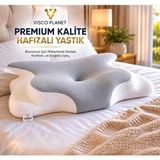 Ortopedik Visco Boyun Yastığı Memory Foam Boyun Destekli Ergonomik Uyku Yastığı 62X42X13/10 cm - Çok Renkli