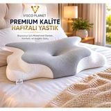 Ortopedik Visco Boyun Yastığı Memory Foam Boyun Destekli Ergonomik Uyku Yastığı 62X42x13/10 Cm