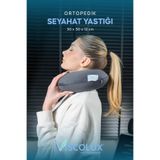 Ortopedik Visco Seyahat Yastığı - Visco Boyun Destekli Yastık Mavi 30x30x12, Füme