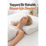 Ortopedik Visco Yastık Boyun Fıtığı Boyun Düzleşmesi Boyun Ağrısı Destekli Lüks Ortapedik Yastık. - Beyaz - 55 x 37 cm