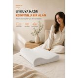 Ortopedik Visco Yastık Boyun Fıtığı Boyun Düzleşmesi Boyun Ağrısı Destekli Lüks Ortapedik Yastık. - Beyaz - 55 x 37 cm