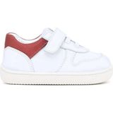 Ortopedikalrakerplus R840-BENK Bob % 100 Deri Beyaz Nubuk Kırmızı Cırtlı Bebek Sneaker Ayakkabı - Beyaz - Kırmızı