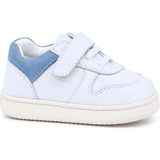 Ortopedikalrakerplus R840-BENMA % 100 Deri Beyaz Nubuk Mavi Cırtlı Bebek Sneaker Ayakkabı - Beyaz - Mavi