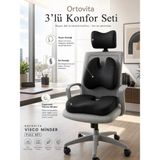 Ortovita Yeni Nesil Visco Ortopedik Ergonomik Minder ve Yastık Seti Bel, Boyun ve Kalça Desteği Sağlayan 3'lü Set - Siyah