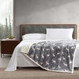 Örtü, Çift Taraflı Nevresim Takımı, Sherpa Polar, Tüm Mevsimler Için Ev Dekorasyonu, Polyester, Geyik Gri - 0,6 x 19 x 29 cm - 00 Beyaz