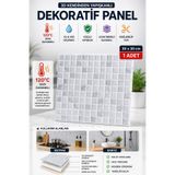 Örtücüm 3D Beyaz Mozaik Görünümlü Kendinden Yapışkanlı Duvar Paneli 30x30 cm | Mutfak Banyo Fayans Kaplama Sticker