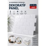 Örtücüm 3D Beyaz Seramik Görünümlü Kendinden Yapışkanlı Duvar Paneli 30x30 cm | Mutfak Banyo Fayans Kaplama Sticker