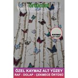 Örtücüm Kaymaz Kaydırmaz Pvc Dolap İçi Raf Örtüsü Buzdolabı Çekmece Kaymaz Çok Amaçlı Mutfak Kelebek Desenli