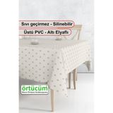 Örtücüm Krem Kahve Renk Puantiyeli Silinebilir Pvc Muşamba Mutfak Masa Örtüsü Leke Tutmaz