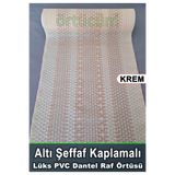Örtücüm Lüks Pvc Dantel Deliksiz Dolap Içi Raf Örtüsü Krem Buzdolabı Çekmece Kaymaz Mutfak Sehpa Güpürlü