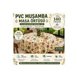 Örtücüm PVC Muşamba Yuvarlak Masa Örtüsü 140 cm Çap – Altı Elyaflı, Silinebilir, Su Geçirmez, Leke Tutmaz, Kaymaz | Çay & Kitap Desenli