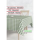 Örtücüm Yeşil Beyaz Pötikareli Pvc Muşamba Masa Örtüsü Leke Tutmaz Silinebilir