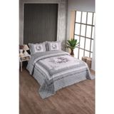 Örtüm Çift Kişilik Kapitone Yatak Örtüsü, Klasik Desenli Model - Beste Gri (250 X 260cm)